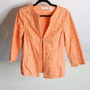 susan bristol orange animal print women blazer size S